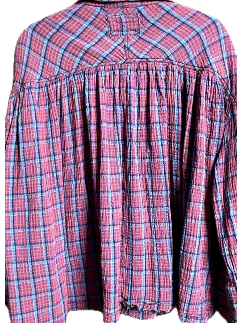 Free People We The Free Cardiff Plaid Shirt Oversized Gauze Boho - Picture 6 of 6